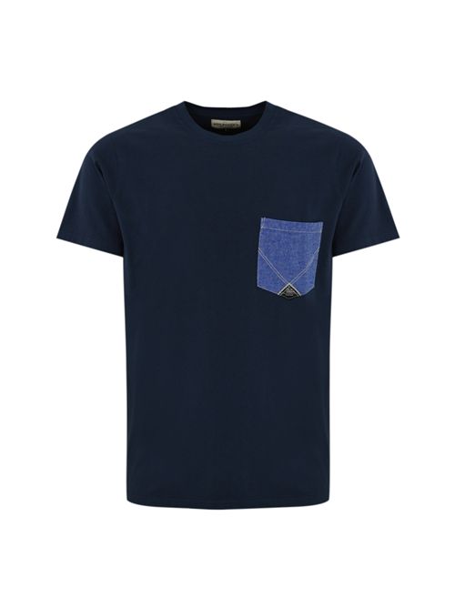 T-shirt Pocket in jersey Navy con tasca denim Roy Roger's | RRU90172CA16XXXXC0398